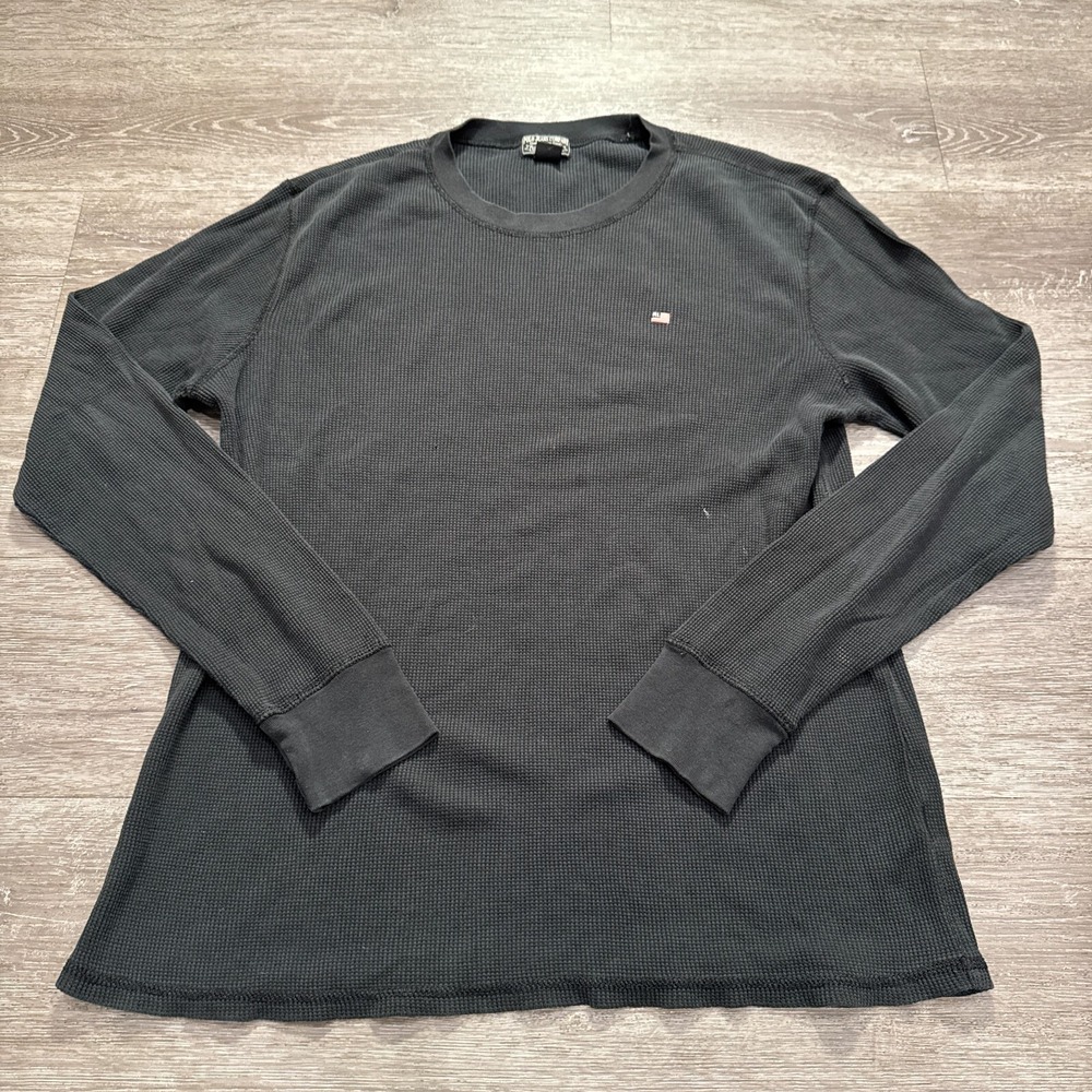 Vintage Polo Jeans Co Ralph Lauren Shirt Mens XL Black Thermal Long Sleeve Y2K